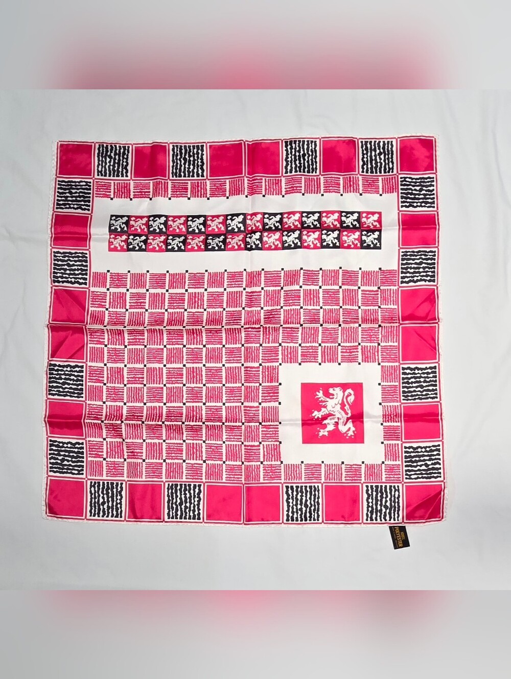 Vintage Polyester Made in Japan Lion Crest Scarf